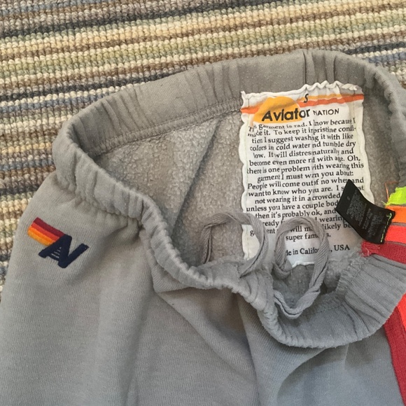 Aviator Nation - neon 4 stripe sweatpants in grey - size small - Picture 2 of 4